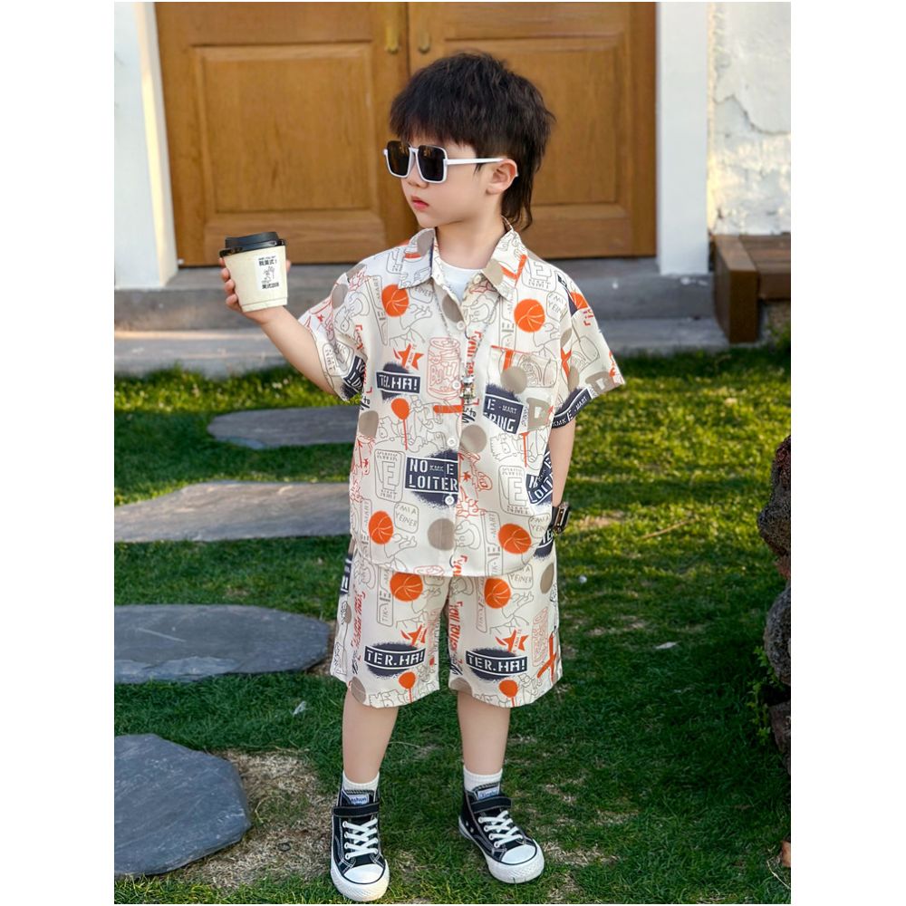 Children s short sleeved thin suit summer boys shorts vest three piece set explosive street baby shirt clothes summer fashion trend image 1