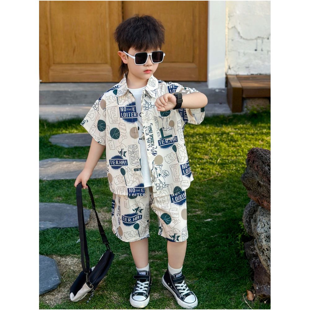 Children s short sleeved thin suit summer boys shorts vest three piece set explosive street baby shirt clothes summer fashion trend image 3