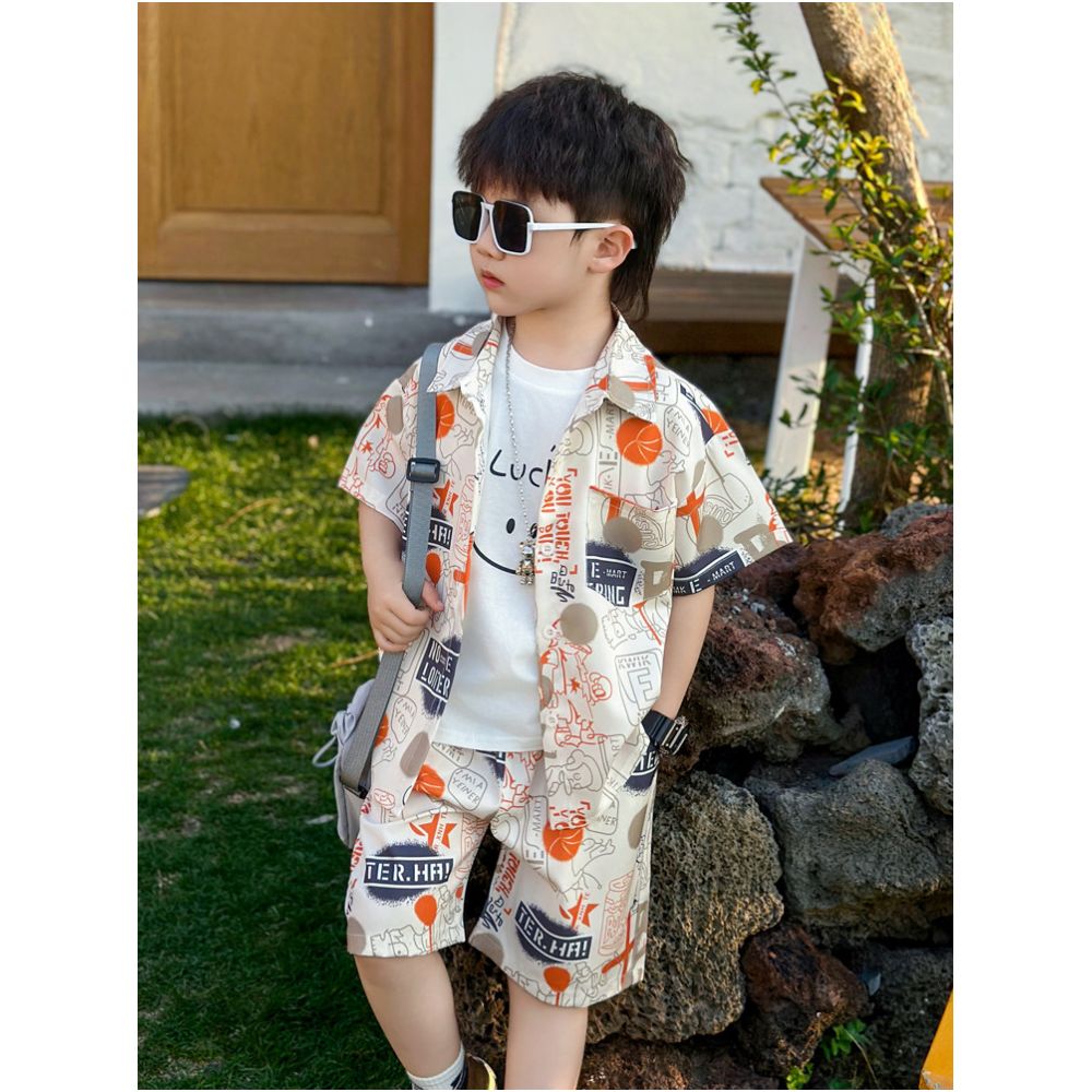 Children s short sleeved thin suit summer boys shorts vest three piece set explosive street baby shirt clothes summer fashion trend image 4
