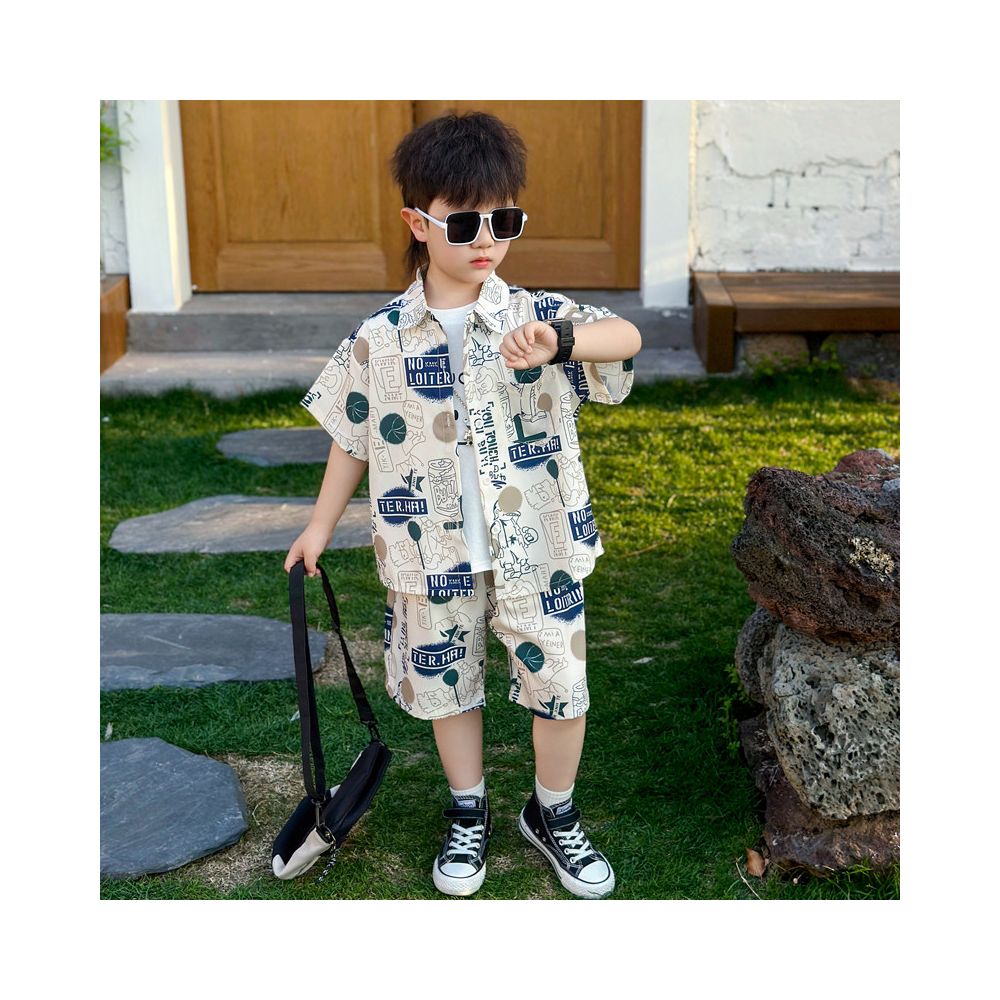 Children s short sleeved thin suit summer boys shorts vest three piece set explosive street baby shirt clothes summer fashion trend