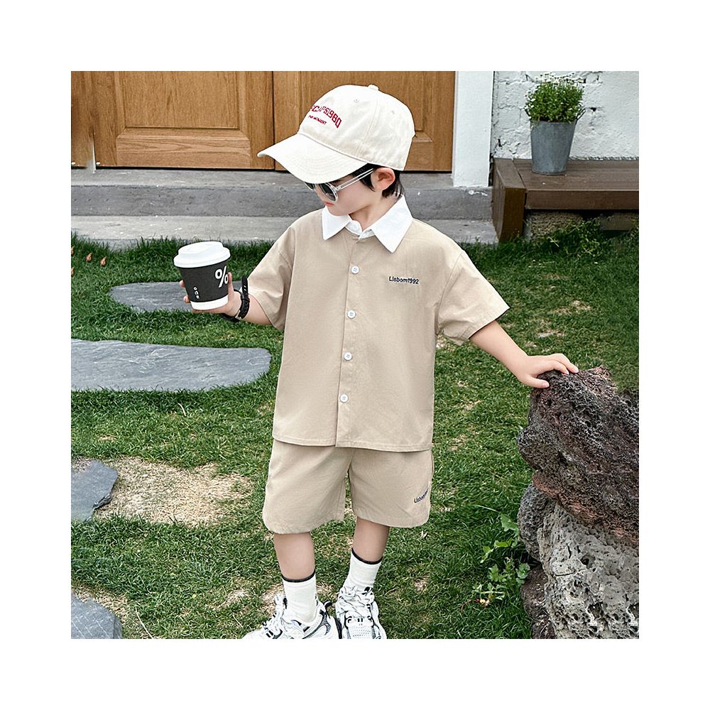 Boys Summer Dress Shirt Set 2025 New Fashionable Baby Short Sleeve Two piece Set Children s Summer Explosive Street Clothes Thin