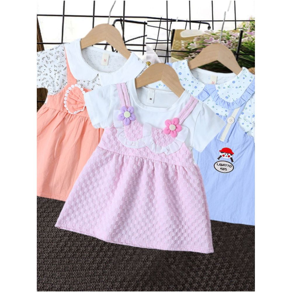 Girl s dress pure cotton short sleeved 6 month old baby s skirt 1 year old baby s dress girlish princess dress image 0