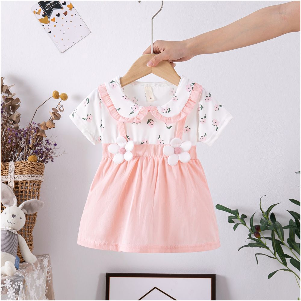 Girls dress pure cotton short sleeved  babys dress girlish princess dress