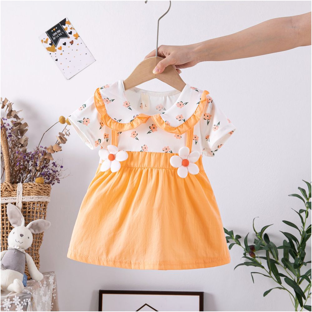 Girls dress pure cotton short sleeved  babys dress girlish princess dress