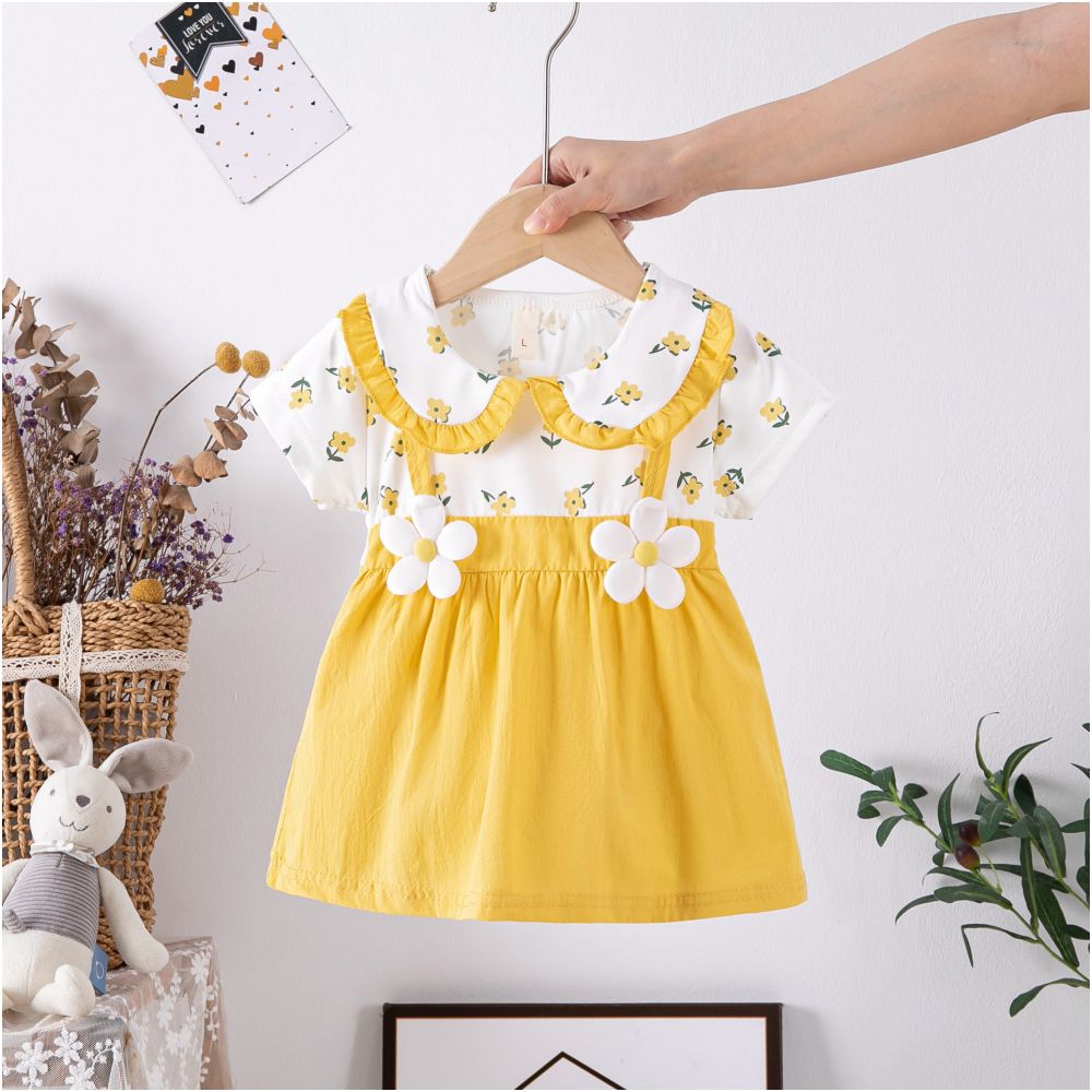 Girls dress pure cotton short sleeved  babys dress girlish princess dress