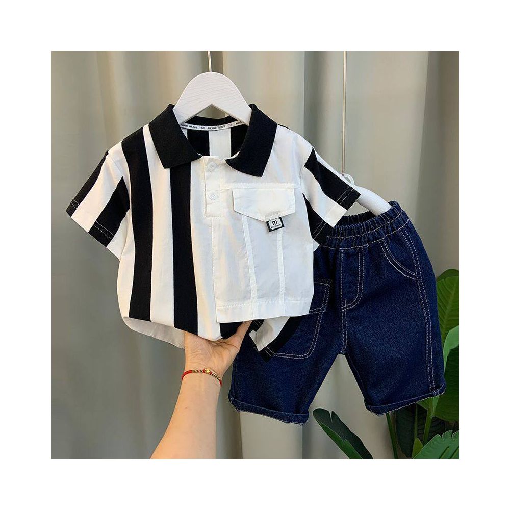 Boys Summer Set  Fashionable Short Sleeve Clothes Children s Rascal Polo Two Piece Set