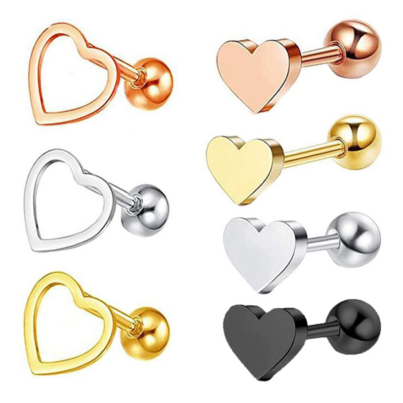 Simple Stainless Steel Heart-shaped Hollow Earrings