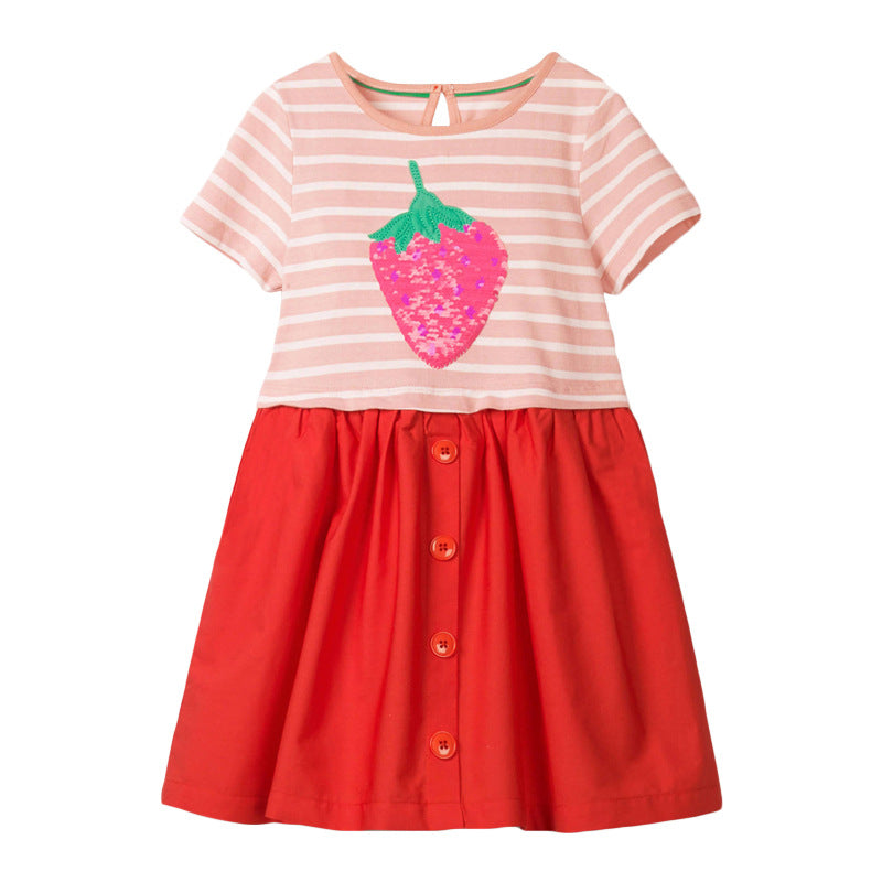 Girls summer striped short sleeve dress