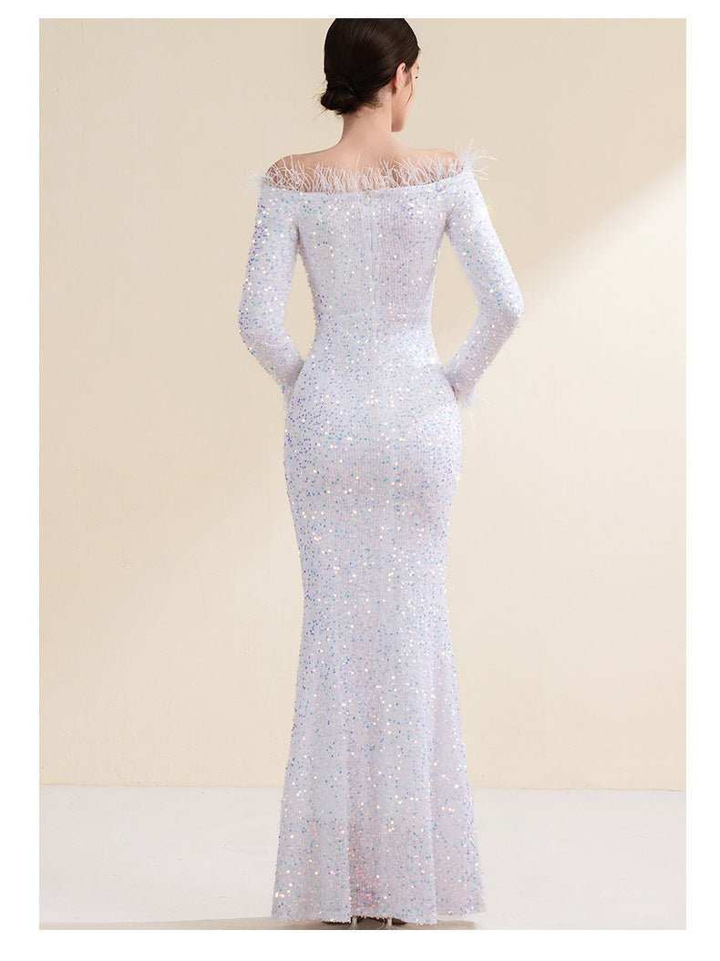 High-end elegant evening gown for brides, wedding banquets Dress