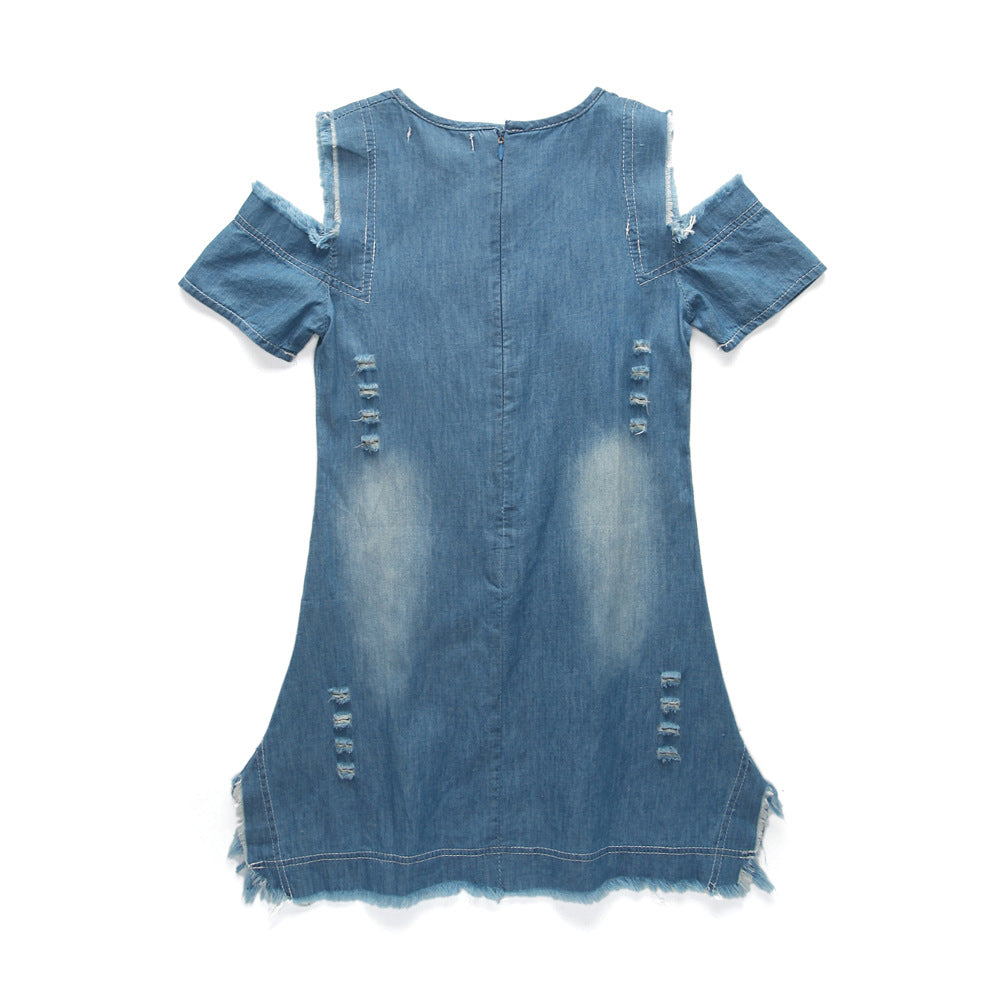 Summer girls denim strapless dress