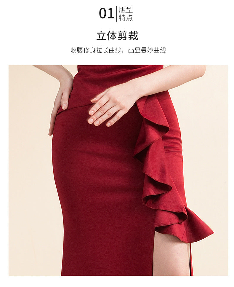 High-end elegant evening gown for brides, wedding banquets Dress