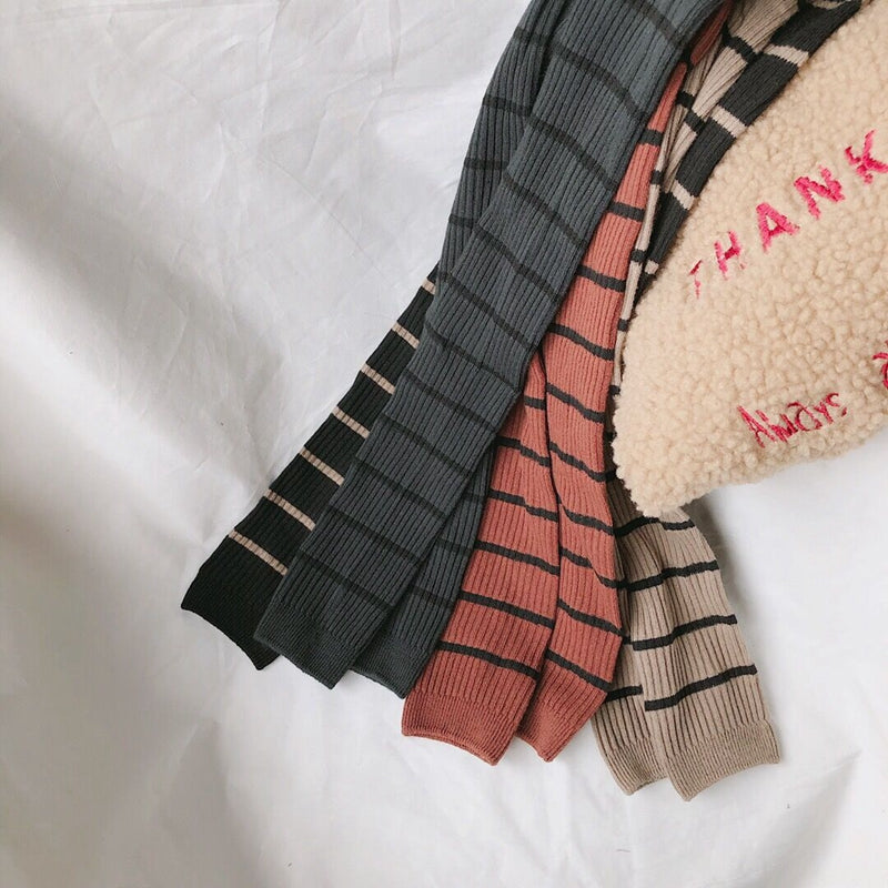 Baby Leggings All-Match Striped Thread Stretch Knitted Children's Pants