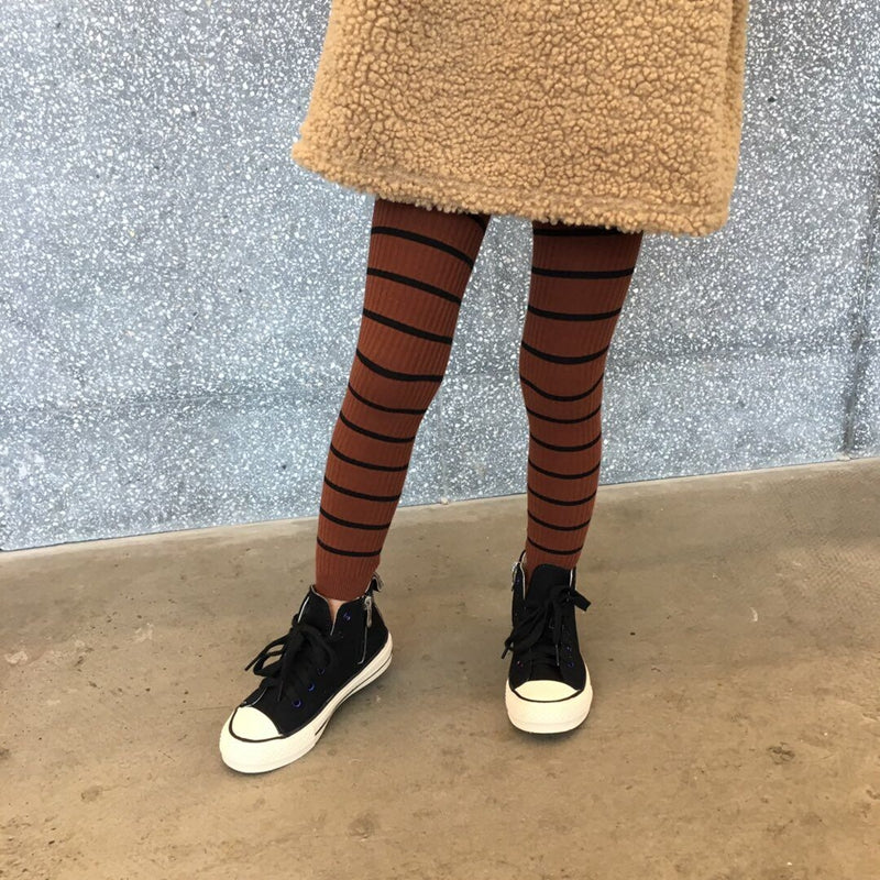 Baby Leggings All-Match Striped Thread Stretch Knitted Children's Pants