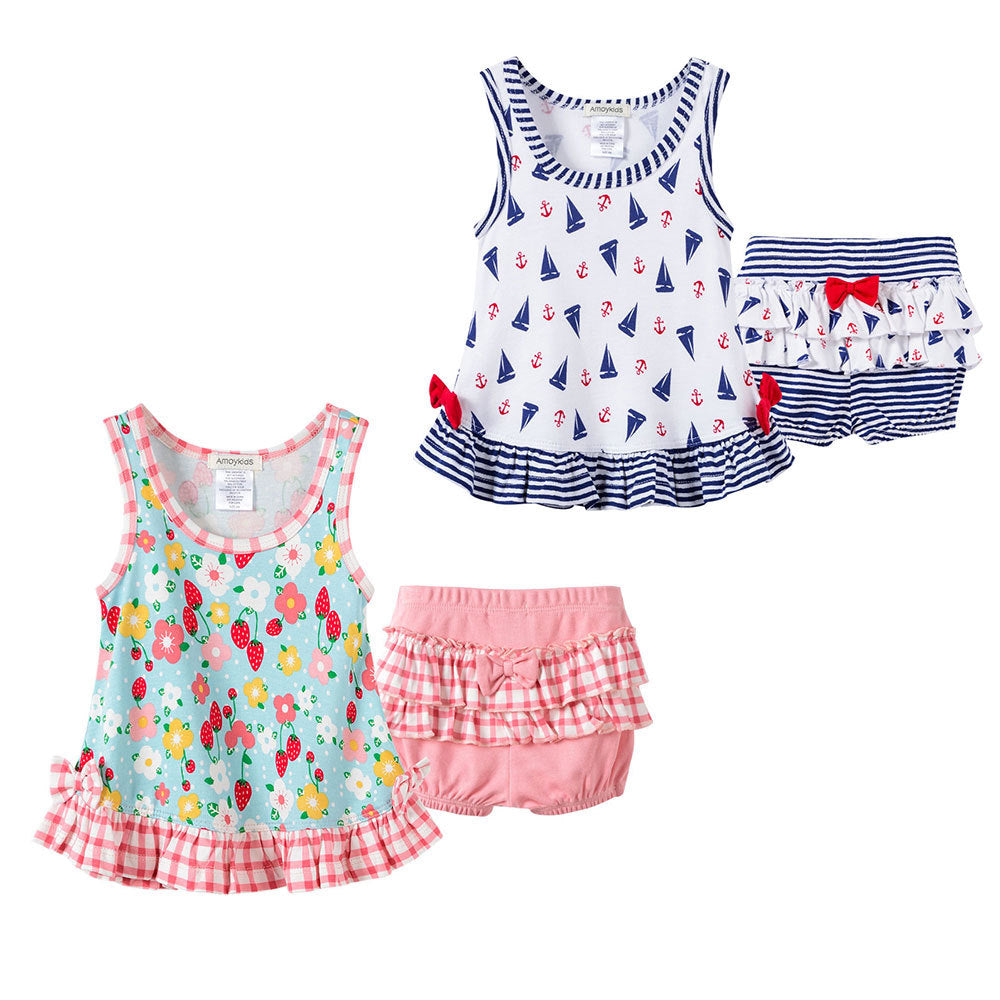 Breathable Girls' Suit Summer Sleeveless Flower Dress