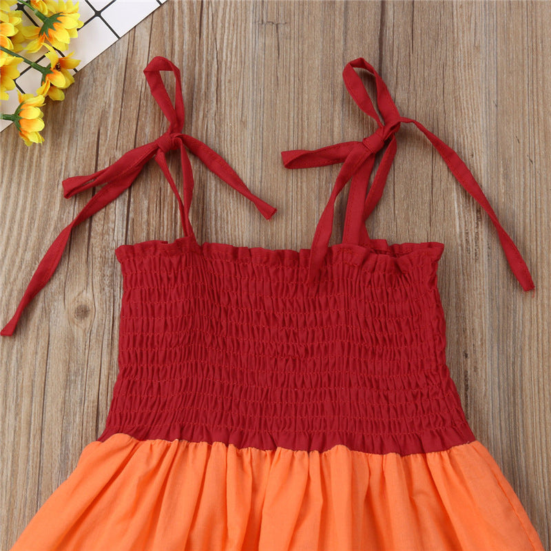 Children'S Skirt Summer Girls Rainbow Dress Suspender Princess Dress