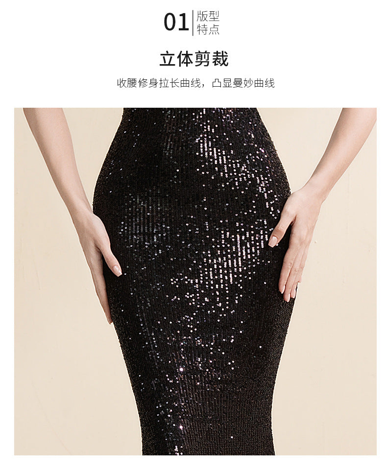 High-end elegant evening gown for brides, wedding banquets Dress