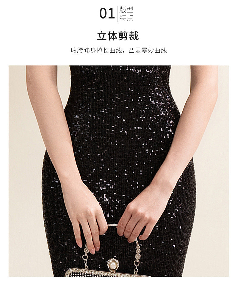High-end elegant evening gown for brides, wedding banquets Dress