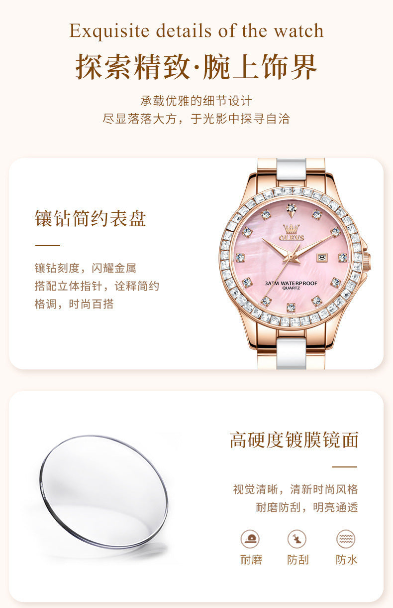 OLEVS new steel strap women's  waterproof wristwatch