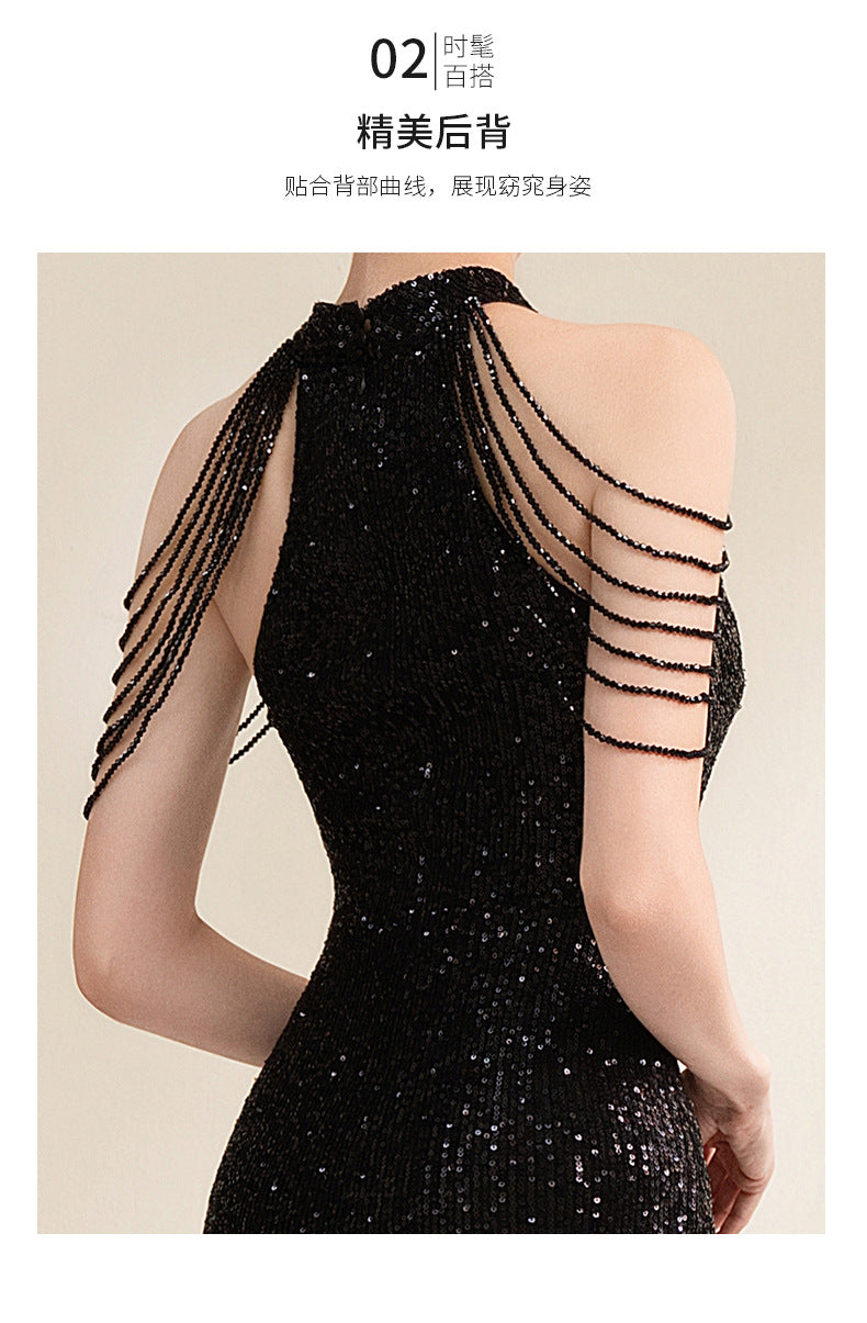 High-end elegant evening gown for brides, wedding banquets Dress