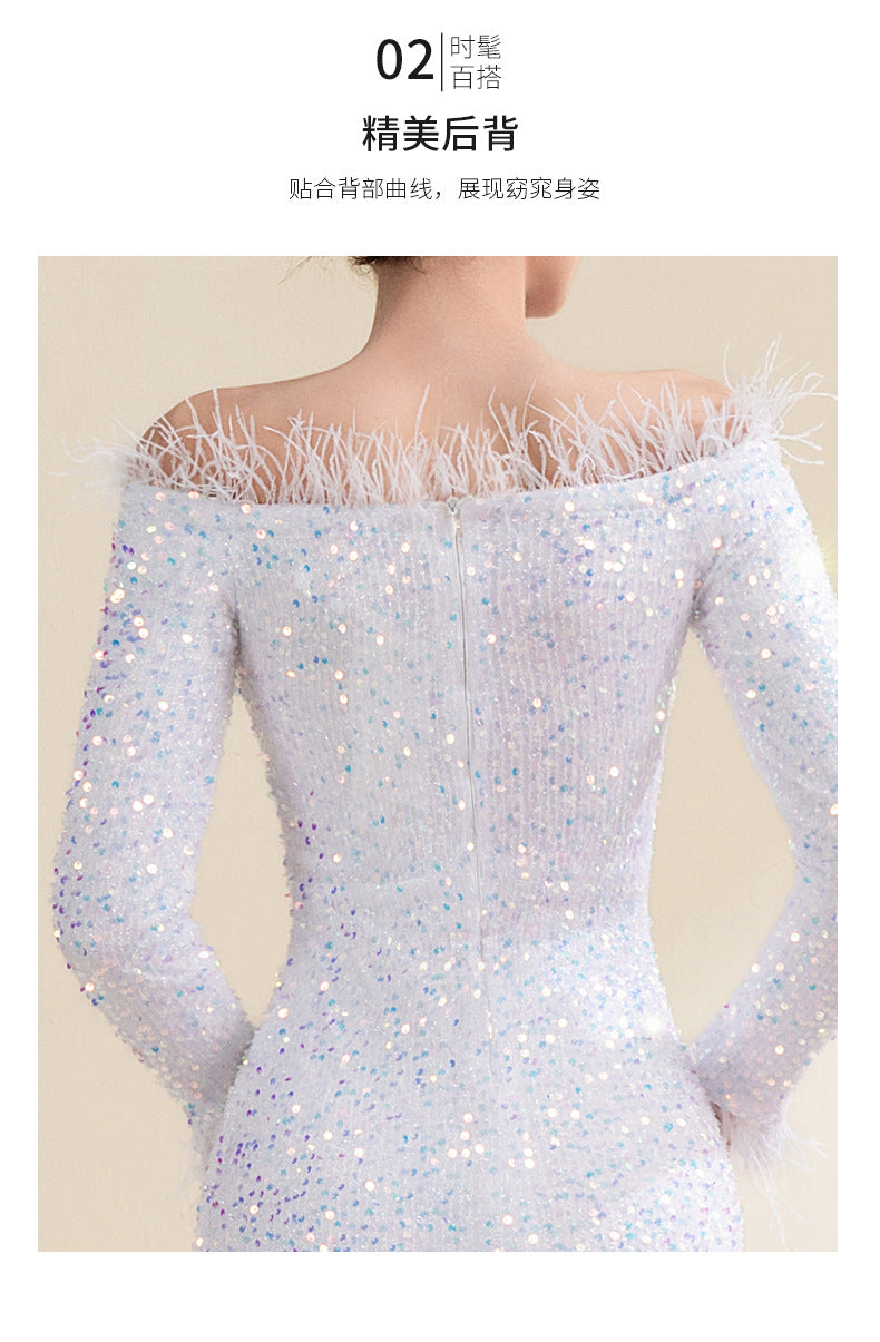 High-end elegant evening gown for brides, wedding banquets Dress