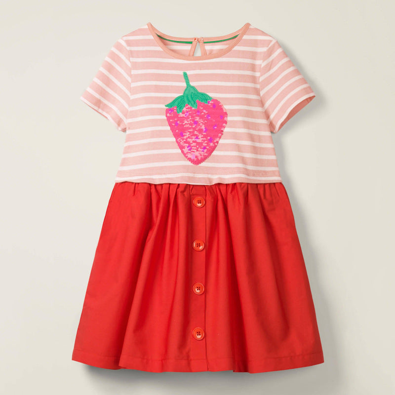 Girls summer striped short sleeve dress