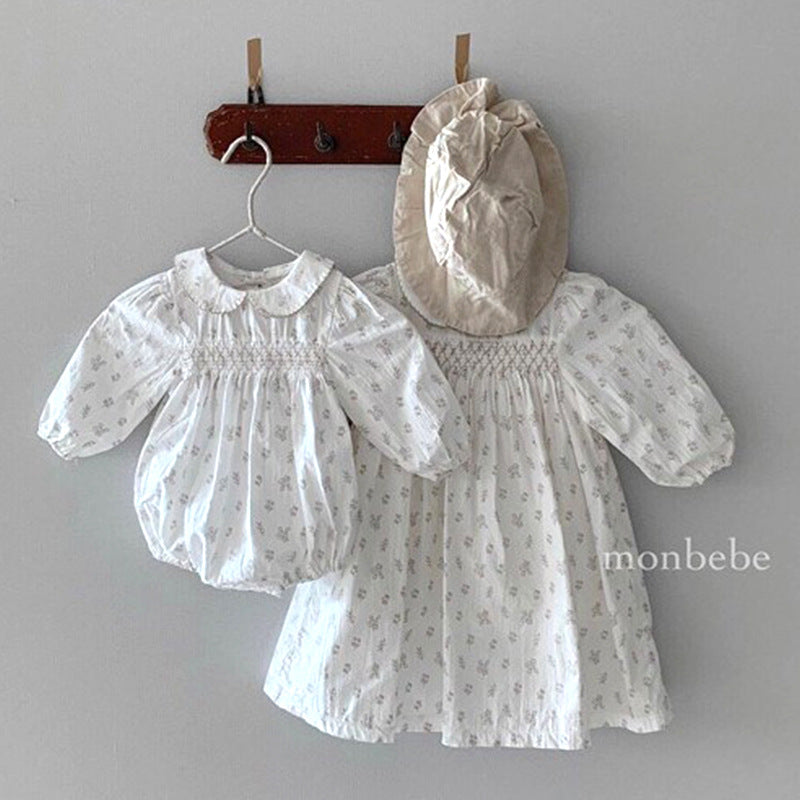Autumn Baby Floral Bag Fart Girl Doll Collar Dress