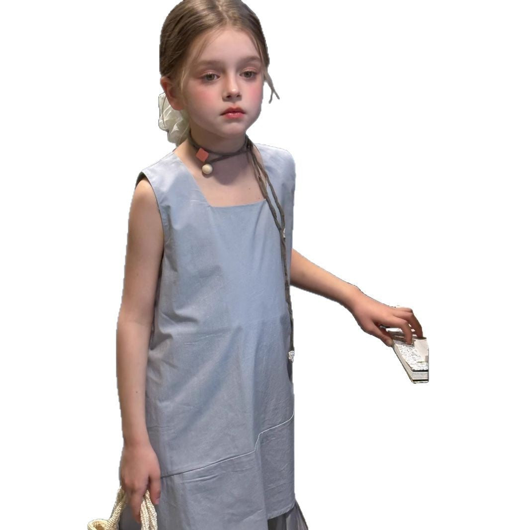 Girls' Summer Elegant Stitching Dress Summer Vest