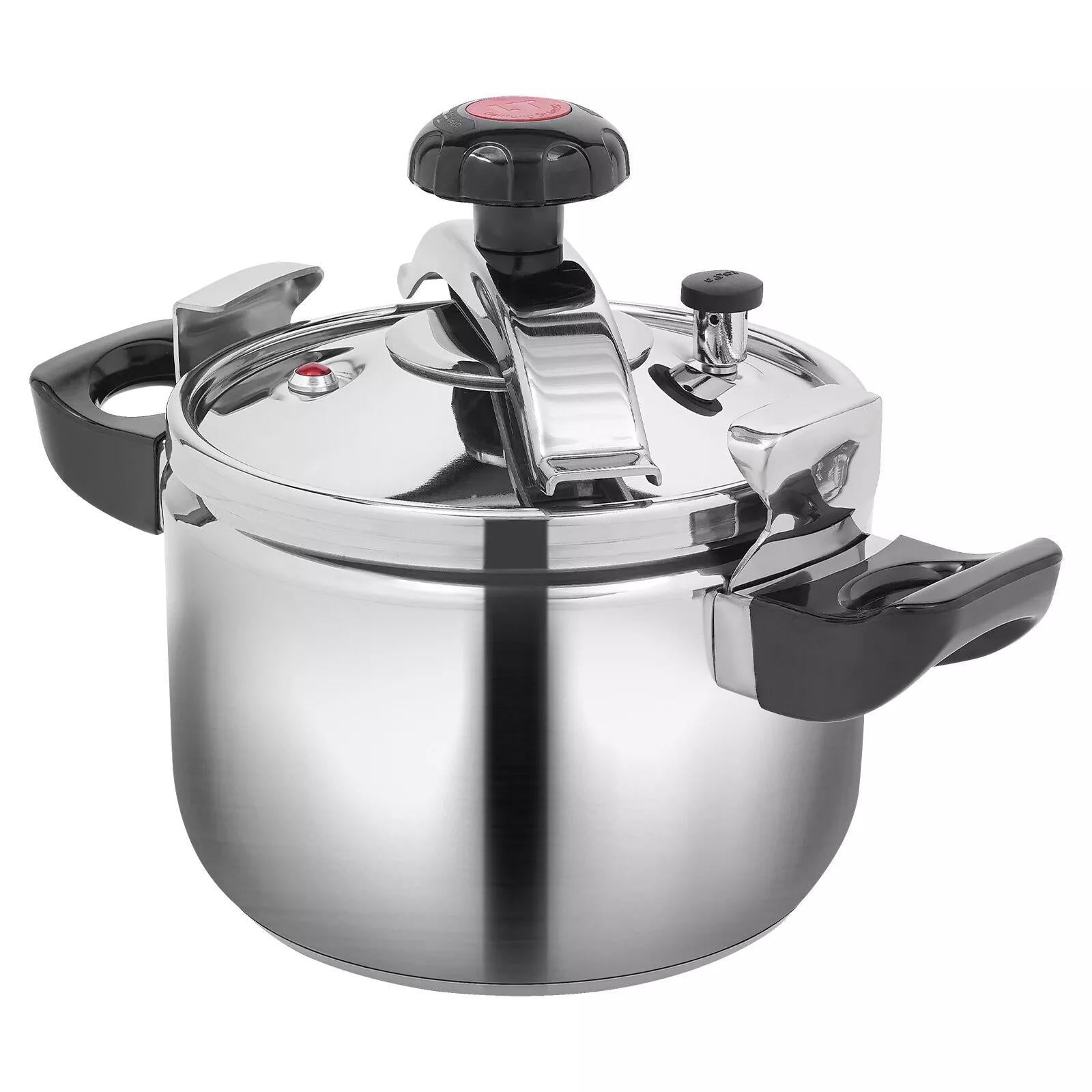 Heavy-Duty Commercial & Home Stainless Steel Cooker - 1.32gal/4.54 Qt Multi-Stove Compatible (Induction/Electric/Open Flame), with Lid Knob - Dishwasher Safe, for Restaurants, Catering, Everyday Cooking - Includes Valve, Spon