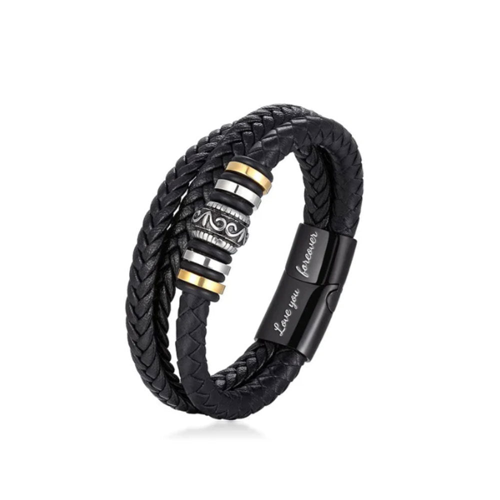 Engraved Loveyouforever Men's Multi-layer Braided Vintage Bracelet