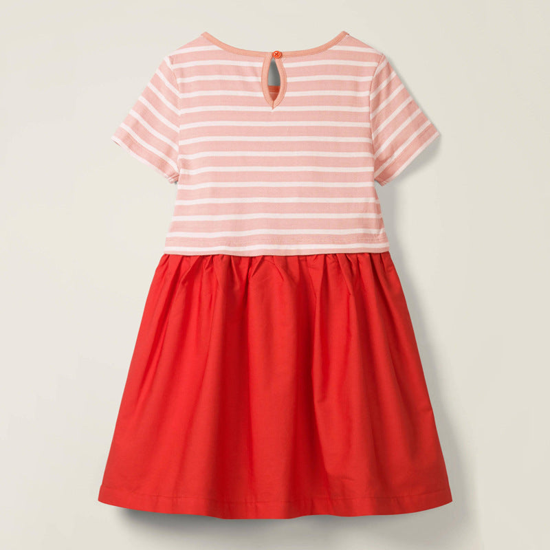 Girls summer striped short sleeve dress