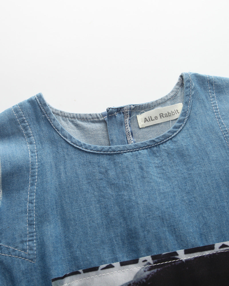 Summer girls denim strapless dress