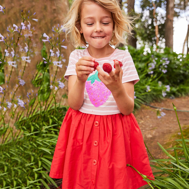 Girls summer striped short sleeve dress