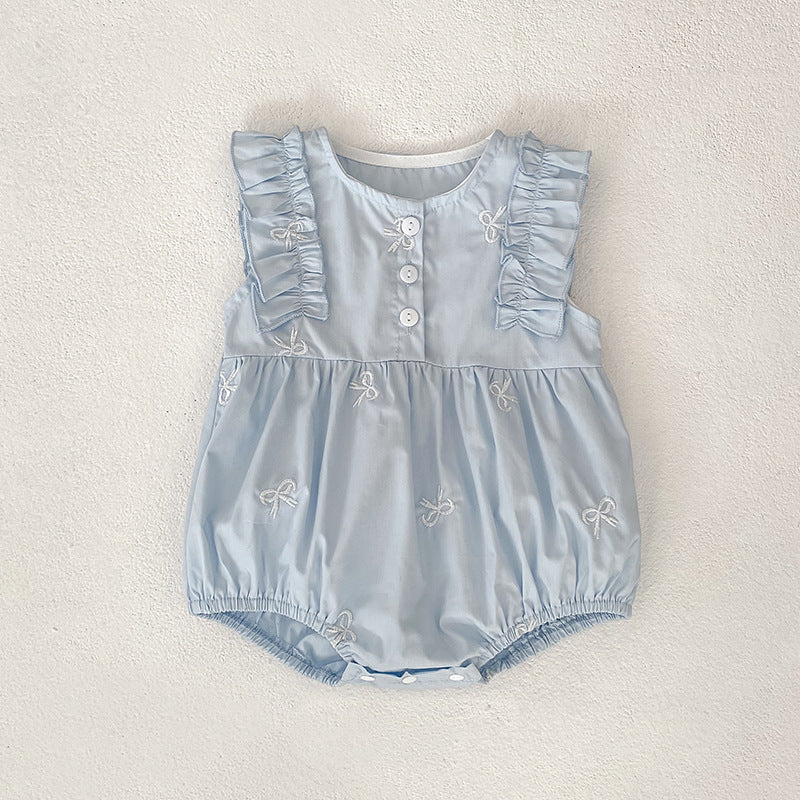 Children's Dress Bowknot Embroidered Girl Baby Romper