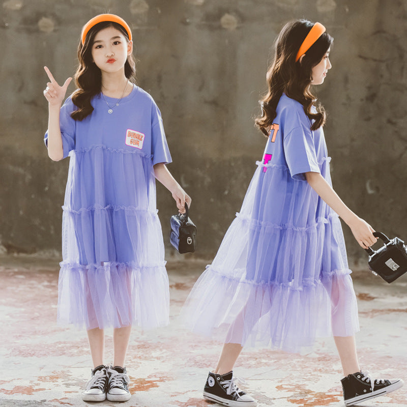 Girls' Short-sleeved Dress Summer