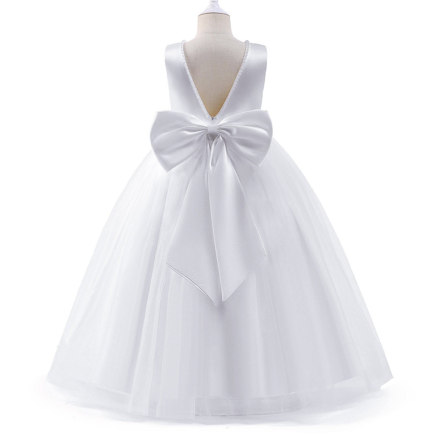 Flower Girl Wedding Dress Backless Piano Playing Host Party