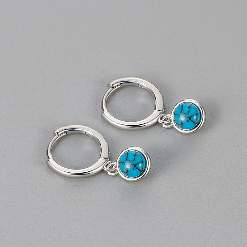 Synthetic Moonstone Agate Turquoise Earrings