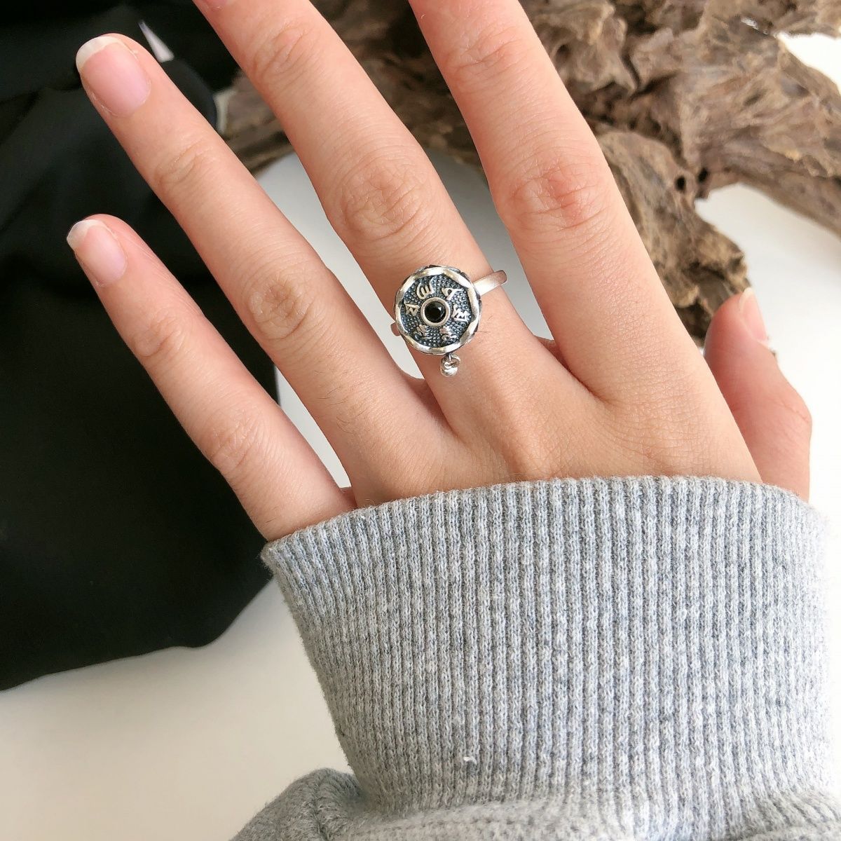 Vintage Six Word Mantra Spinning Ring
