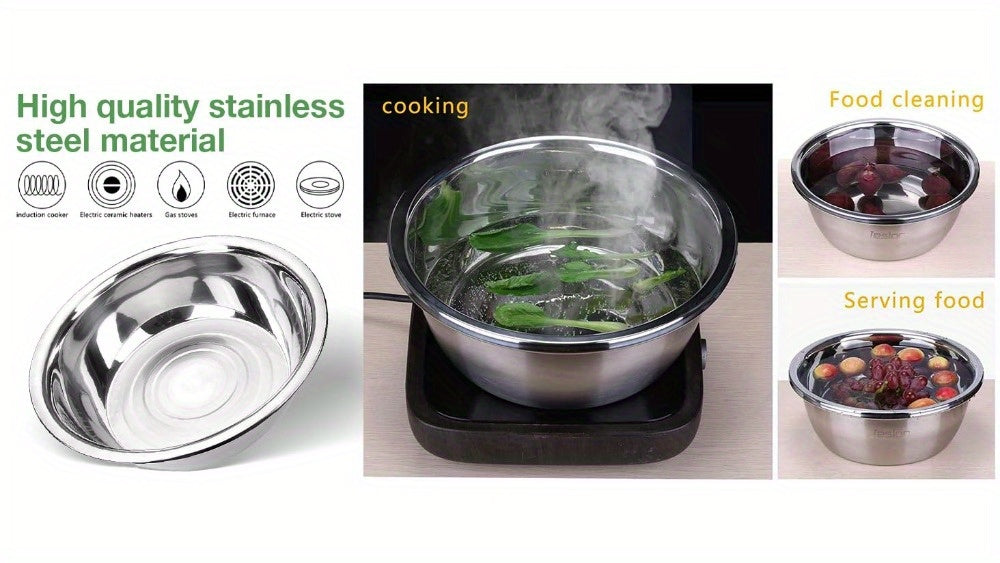 Heavy-Duty Stainless Steel 3-in-1 Vegetable Grater, Salad Maker & Drain Basket - Multi-Purpose Kitchen Tool with Cheese Grater, Salad Chopper, Drain Basin - Space-Saving Design for Home & Commercial Use - Easy to Clean & Rust