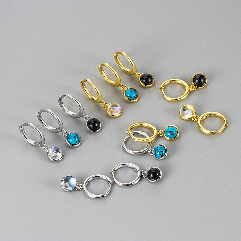 Synthetic Moonstone Agate Turquoise Earrings
