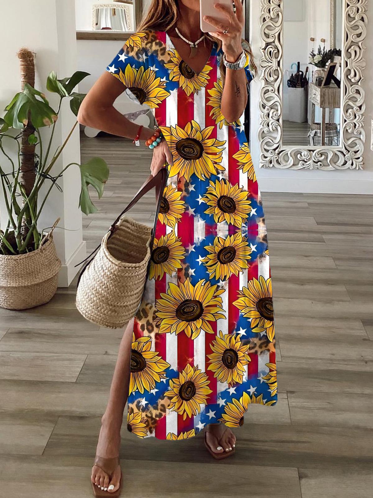 Women's V-neck Casual Fashion Dress