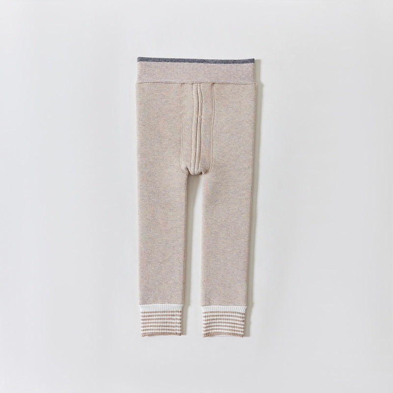 Infant Fleece-lined Thickened Ankle-length Pants Boy Girl Baby Leggings