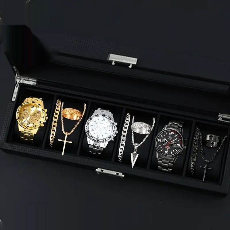12-set Men's Watches  Fashionable Multi-color Assortment Of Quartz Men's Watches