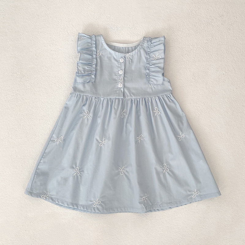 Children's Dress Bowknot Embroidered Girl Baby Romper