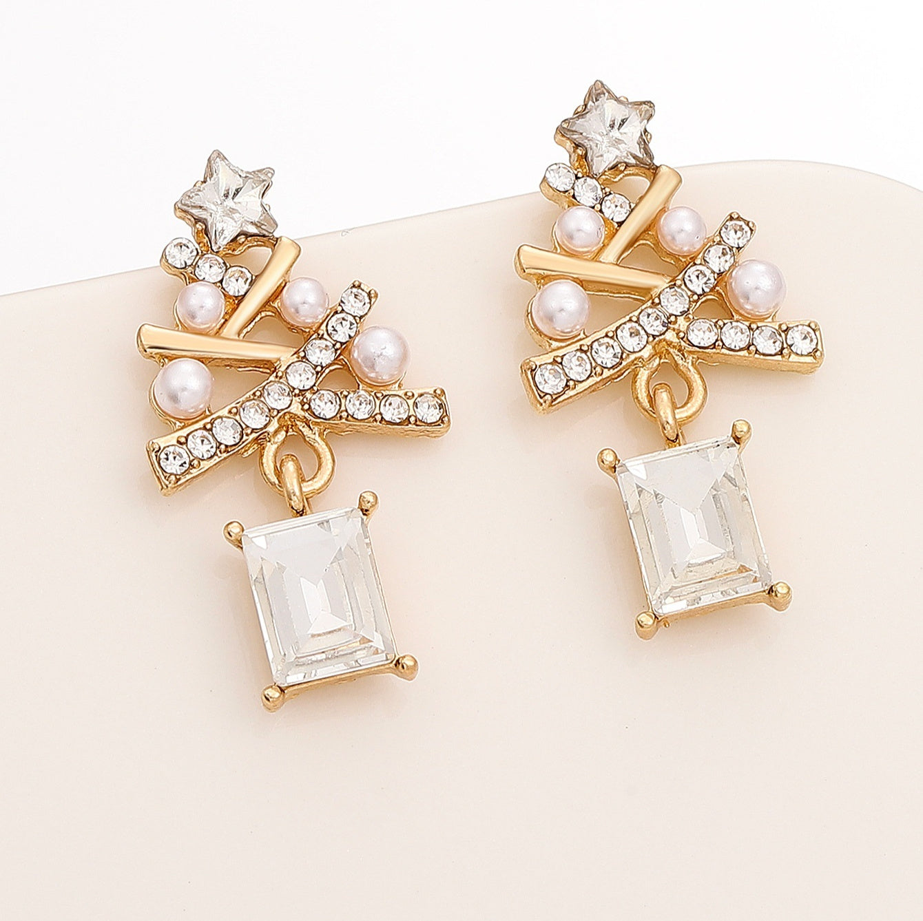 Luxury Elegant Diamond-encrusted Christmas Tree Earrings For Women