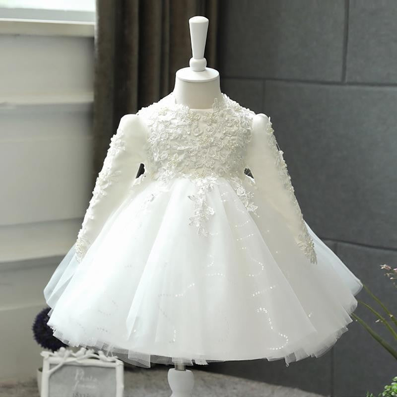 Baby Girl Princess Dress Flower Girl Wedding High-end Long Sleeve