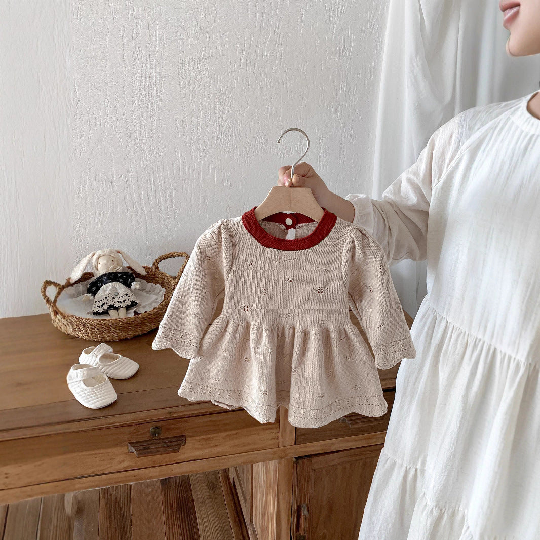 Baby Girl Princess Dress Western Style Warm Kids' Sweater Skirt