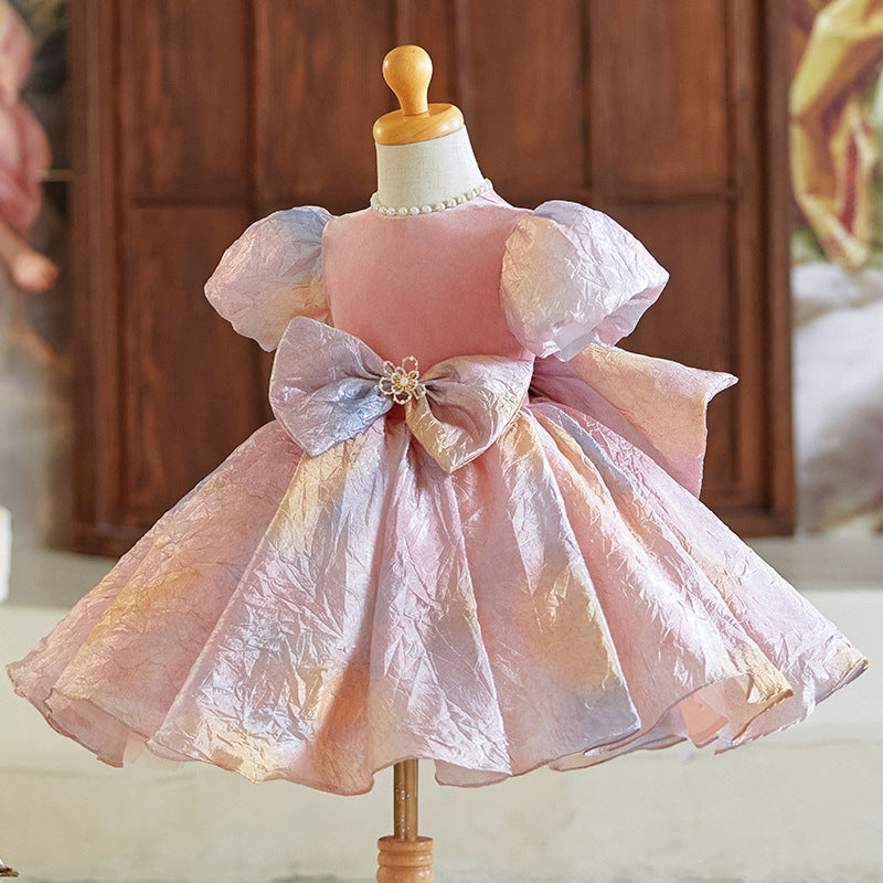 Baby Girl One Year Old Puff Sleeve Birthday Little Girl Princess Dress