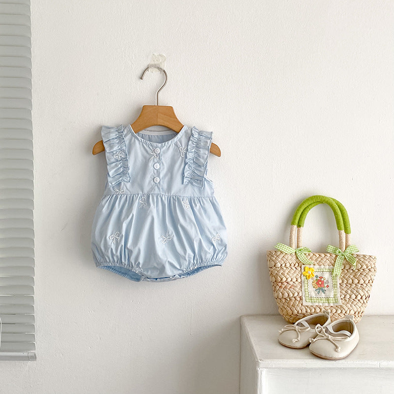 Children's Dress Bowknot Embroidered Girl Baby Romper