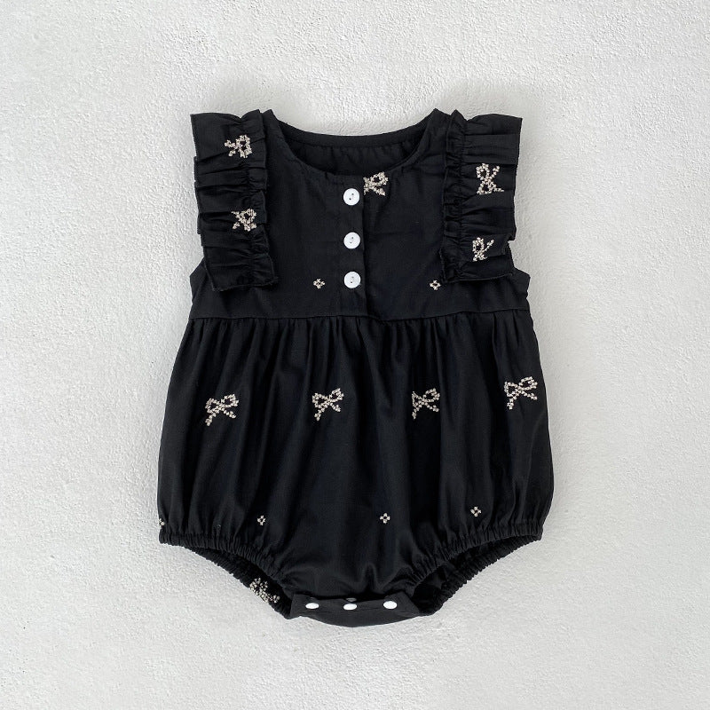 Children's Dress Bowknot Embroidered Girl Baby Romper