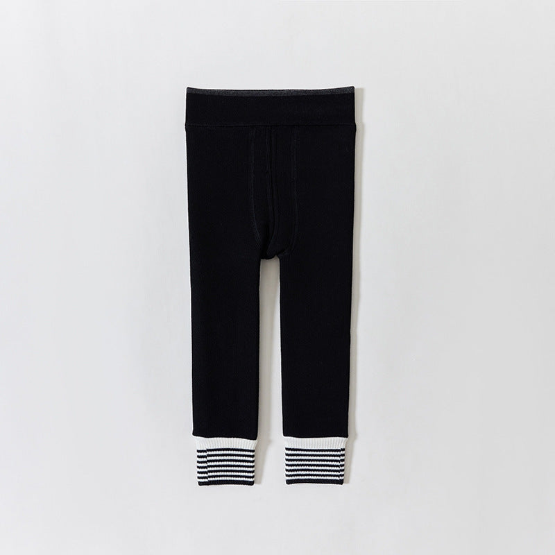 Infant Fleece-lined Thickened Ankle-length Pants Boy Girl Baby Leggings
